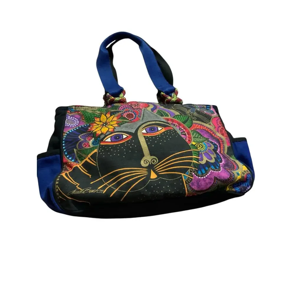 Laurel Burch Carlottas Cat Tote Companion Bag Outer Pockets